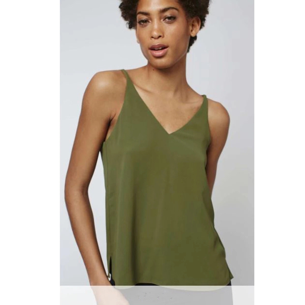Topshop Green Sleeveless Camisole with Relaxed Fit